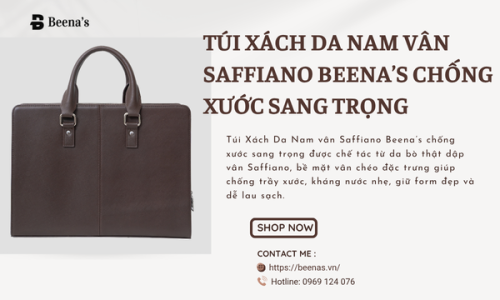 Túi Xách Da Nam vân Saffiano  Beena’s chống xước sang trọng Túi Xách Da Nam vân Saffiano  Beena’s chống xước sang trọng