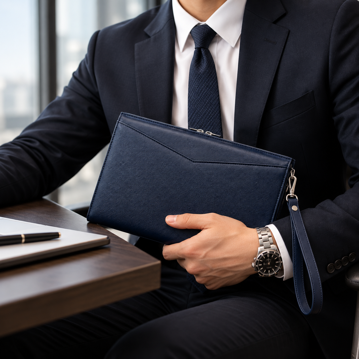 Cách Phối Ví Clutch Với Trang Phục Công Sở Nam