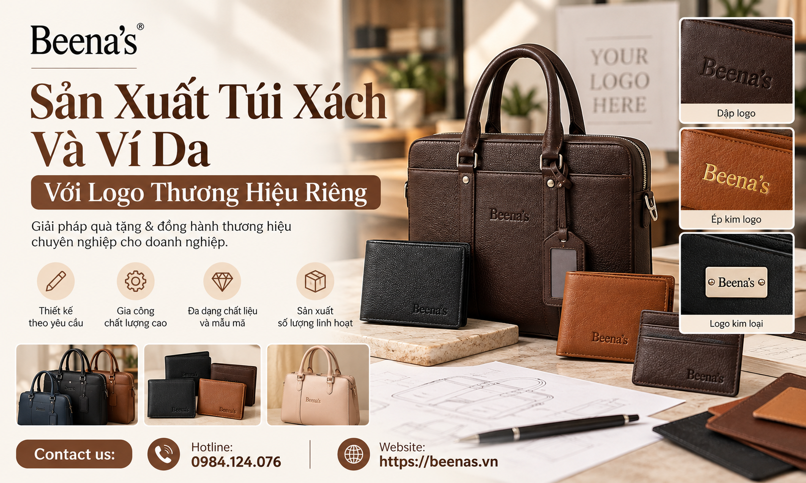 Sản Xuất Túi Xách Và Ví Da Với Logo Thương Hiệu Riêng