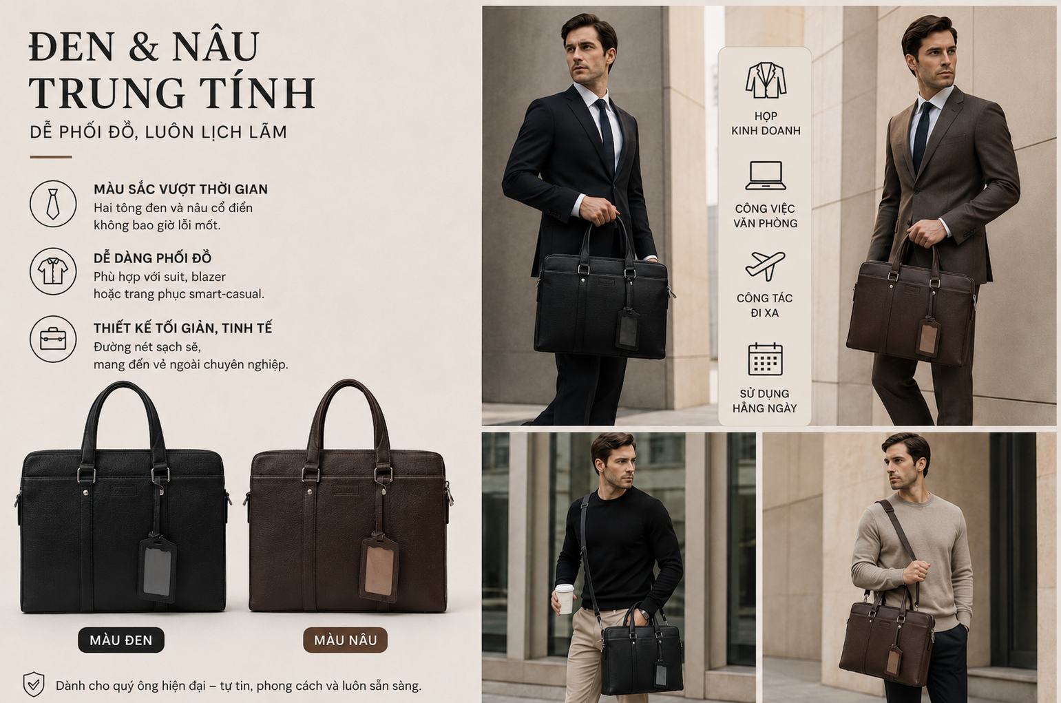 Túi xách da nam công sở có đáng đầu tư?