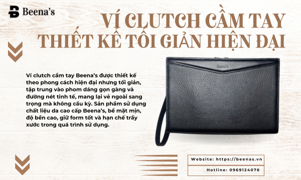 Ví clutch cầm tay thiết kế tối giản hiện đại 