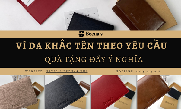 Ví da khắc tên 